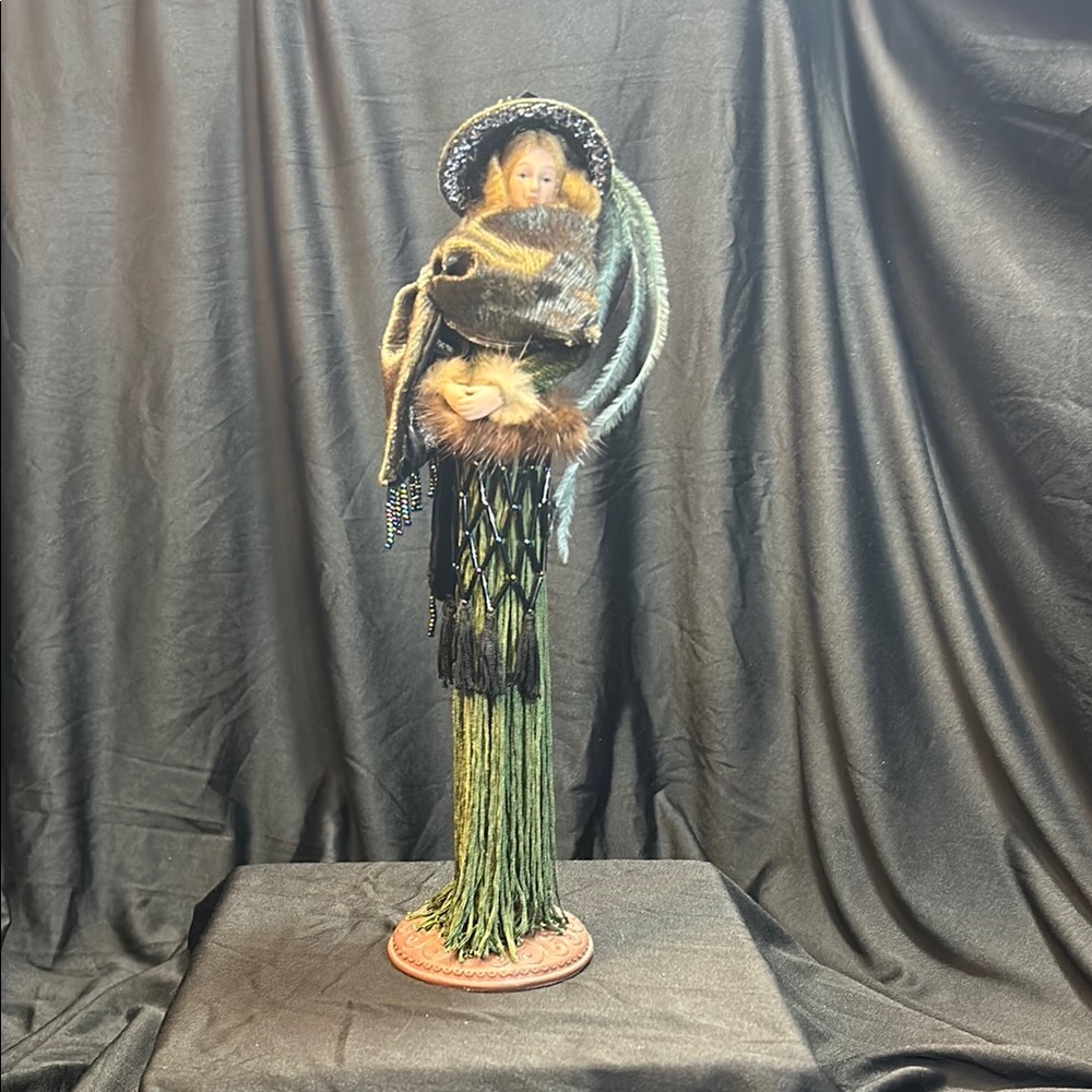 Victorian Style Porcelain Doll Figurine on Stand 2001 Decorative Collectible